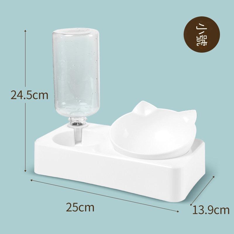 寵物雙碗自動飲水器食物糧透明塑膠貓耳朵餵食器