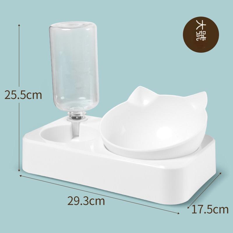 寵物雙碗自動飲水器食物糧透明塑膠貓耳朵餵食器