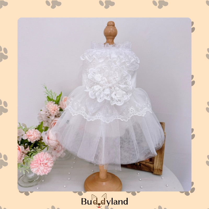 白色花卉婚紗裙 white floral wedding dress (D001 c042)