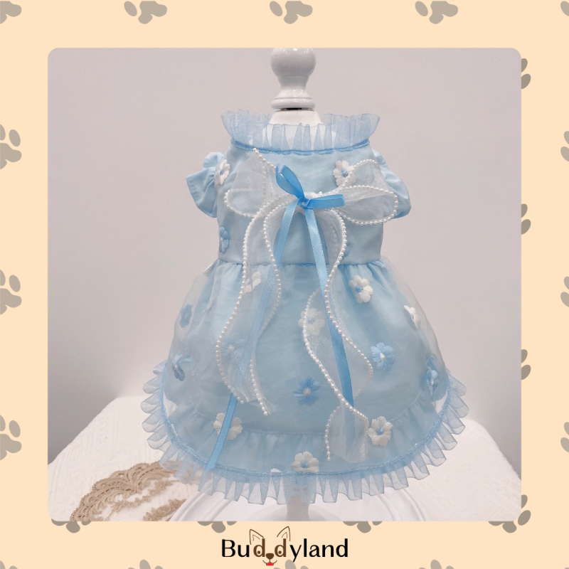 公主藍色花卉裙 princess blue floral dress (D001 c041)