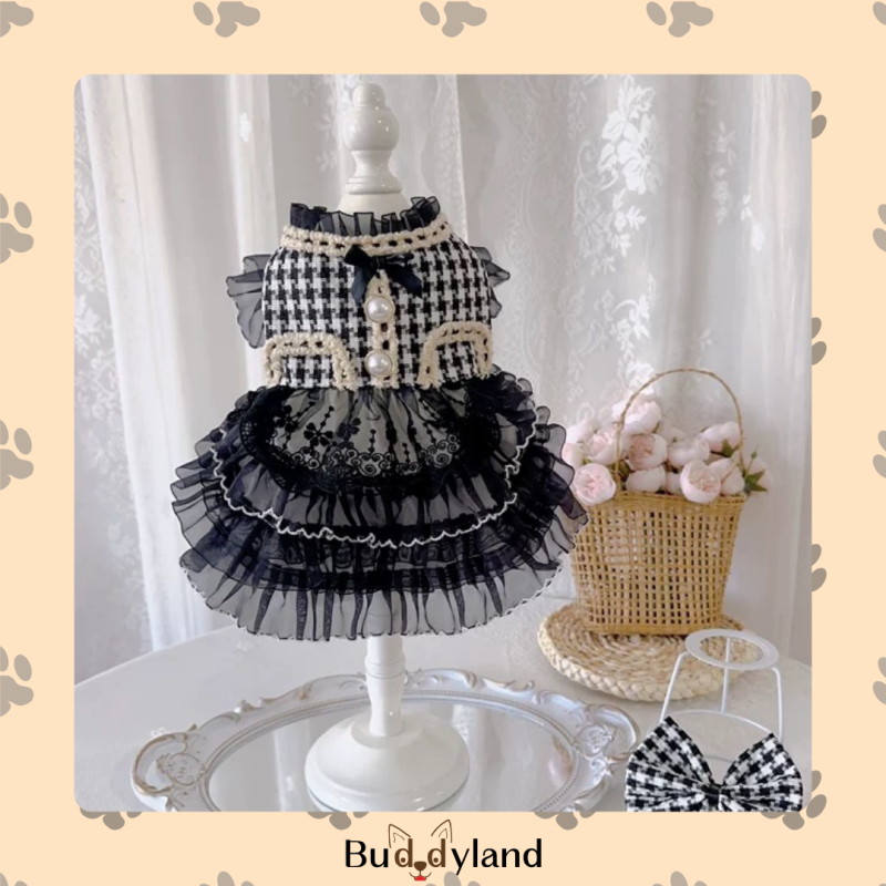 Pearl lace layered Lady (black) X001 c051