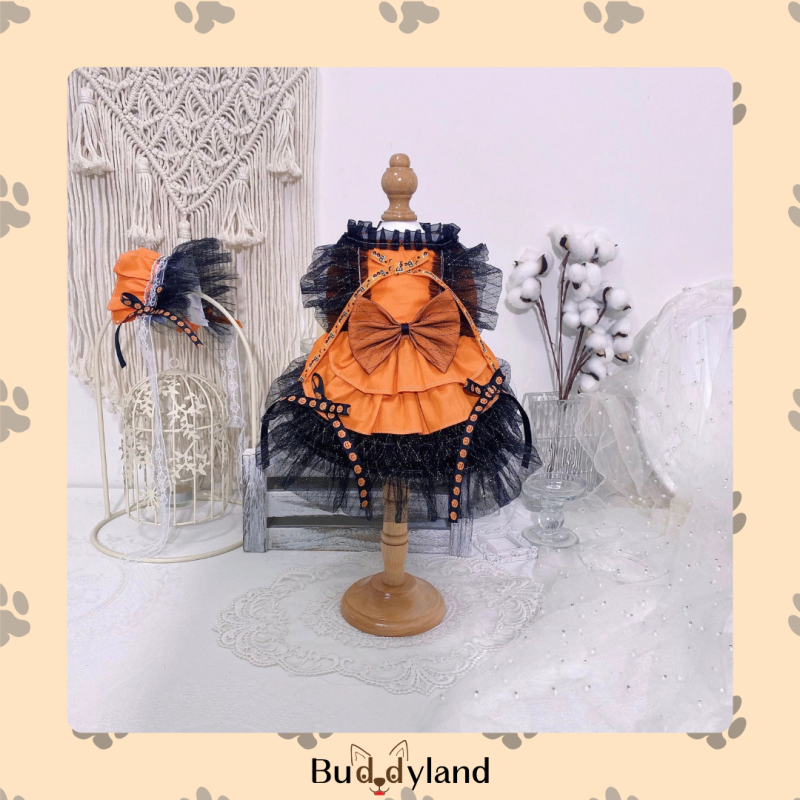 萬聖節閃亮蝴蝶結蓬鬆裙 Halloween sparkle ribbon bouffant dress (D001 c038)