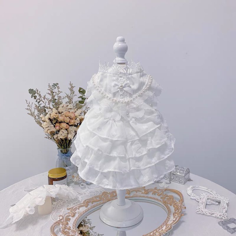 Ribbon pearls layered wedding dress ( D001 c068)