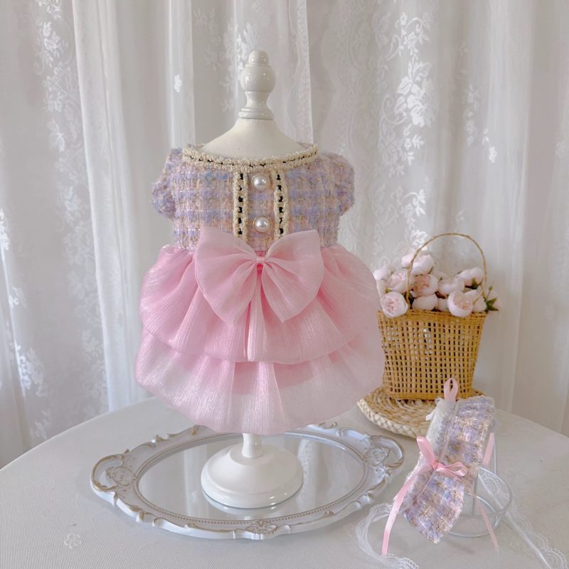 Pink bow ruffle dress (x001 c061)