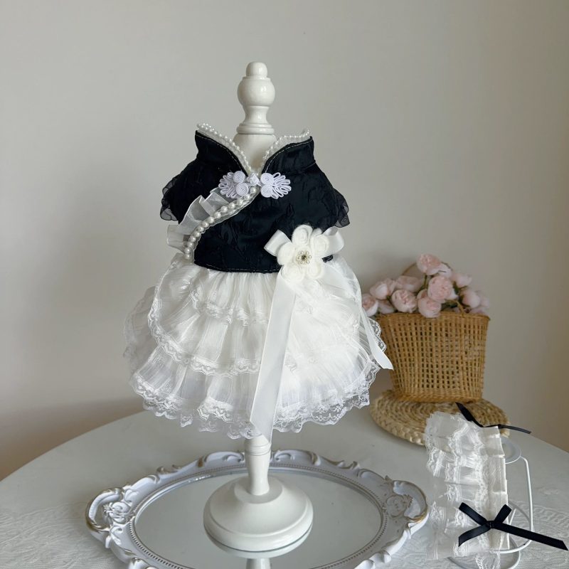 旗袍 QiPao style dress (black&white) (X001 c065)